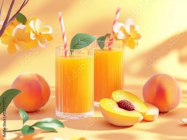 Obraz Vibrant summer drink with fruit slices