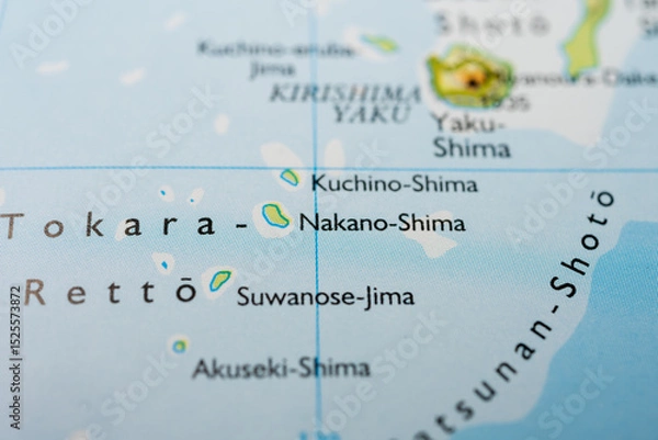 Fototapeta Tokara Retto island chain highlighted on Japanese map.