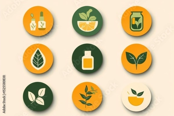 Obraz A collection of organic items representing health and wellness products.