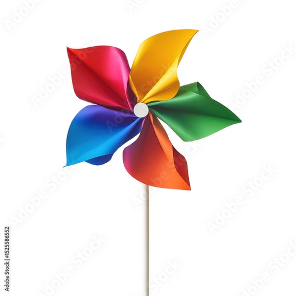 Fototapeta Colorful pinwheel spins gently against a bright Transparent background, bringing a sense of joy and playfulness, Colorful Pinwheel on PNG background