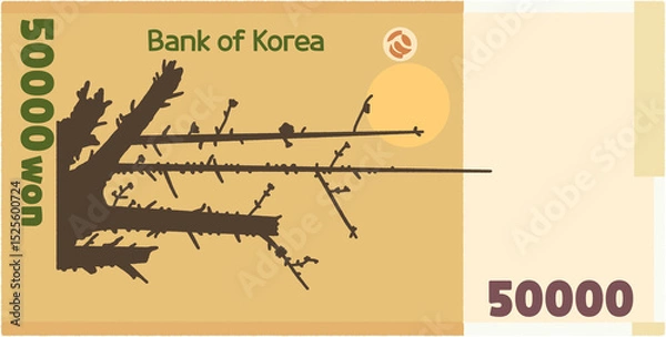 Obraz 대한민국 화폐 지폐 원 한국돈 오만원 50000원 5만원 일러스트