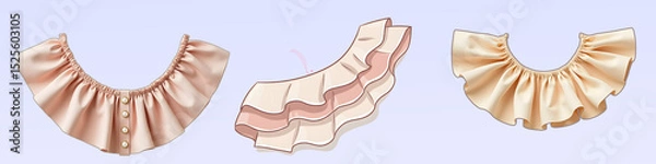 Obraz Collection of satin ruffle collars in soft pastel shades and elegant designs copy space