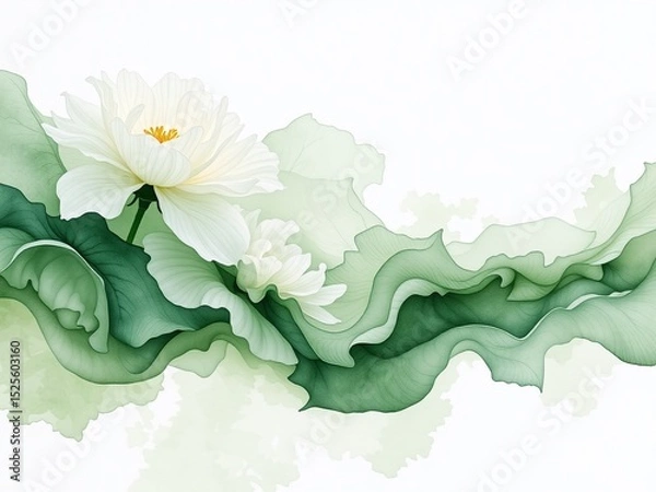 Fototapeta Serene Romneya Watercolor Panorama