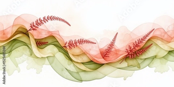 Fototapeta Serene Sanguisorba Watercolor Panorama