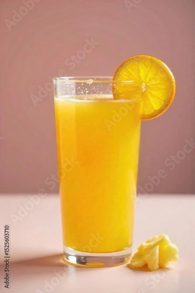 Obraz A vibrant glass of orange juice with a pat of melting butter on the rim, ready to be stirred in Perfect for a breakfast beverage or a unique cocktail ingredient , cold, butter