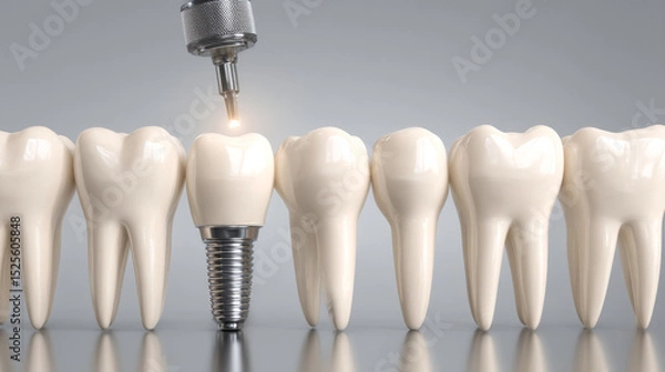 Obraz Laser preparing tooth for dental implant placement