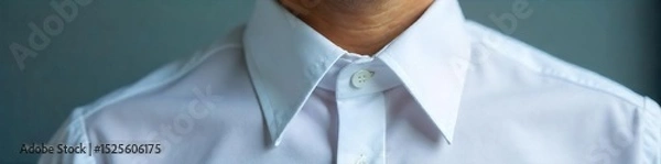 Obraz A close-up shot of a crisp, white collar, freshly ironed and ready to be worn, symbolizing professionalism and preparedness for a new job or career , fabric, ironed, shirt