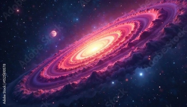 Obraz Vast cosmic expanse, swirling nebulae and distant galaxies illustrating the sheer scale and mystery of the universe's mass A breathtaking view of celestial bodies , big bang, cosmic