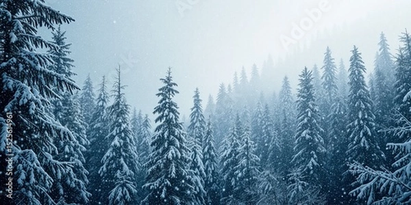 Fototapeta Winter Wonderland Forest, Snowfall