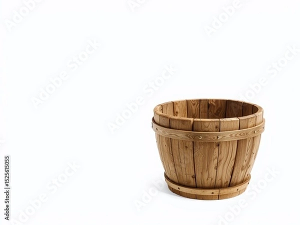 Fototapeta Wooden Bucket on White Background - High Resolution Clipping Path