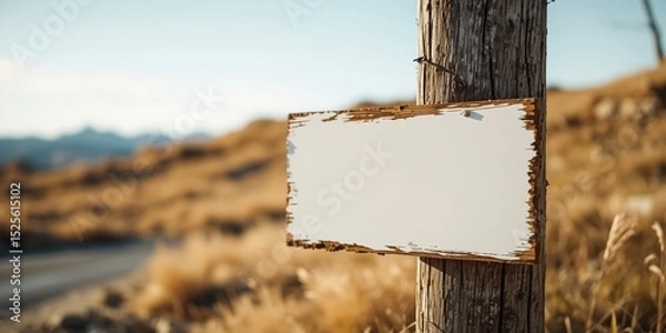 Fototapeta Wooden Post with Informative Sign