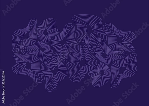 Obraz Topographic lines purple vector background