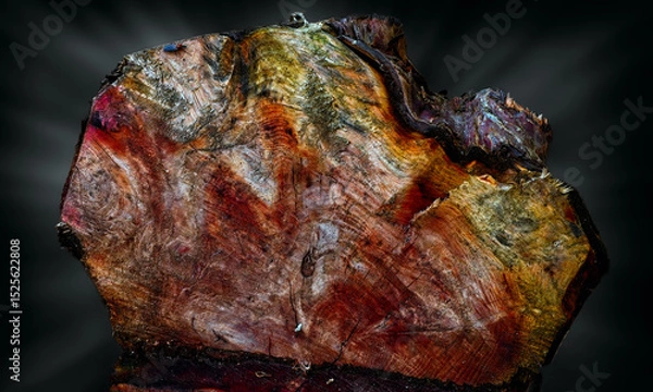 Fototapeta Sawed-off stump of a large shrub altered to look like a block of petrified wood