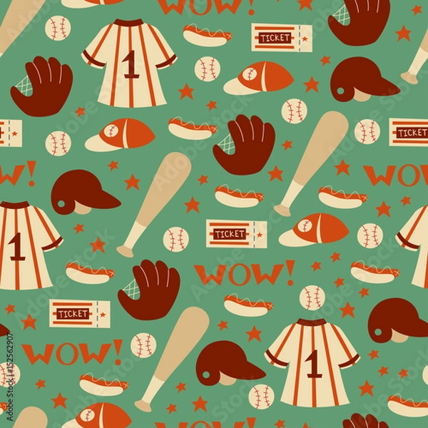 Fototapeta Background with Elements of the Equipment for Baseball