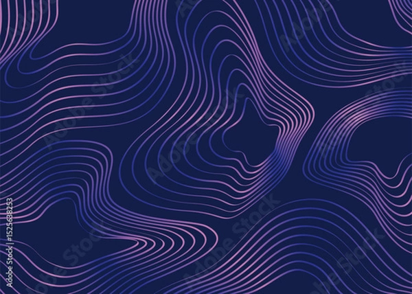 Obraz Abstract topographic lines neon background