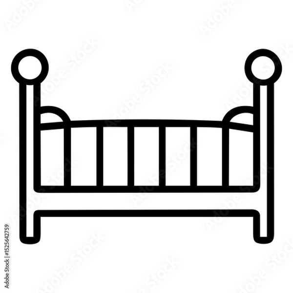 Fototapeta Simple outline icon of crib in minimalistic style