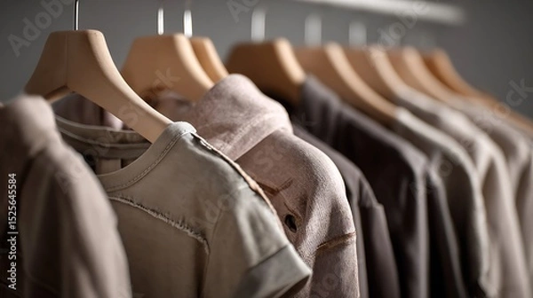 Obraz Clothes on hangers in a row.