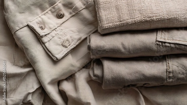 Obraz A stack of neutral-toned clothing items.