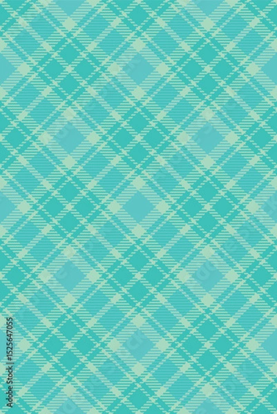 Fototapeta Seamless aqua and mint green plaid pattern. Perfect for textile design, wallpaper, or web backgrounds. This vibrant, geometric texture evokes feelings of freshness and tranquility.