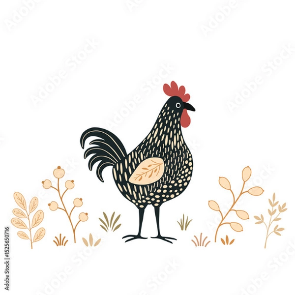 Obraz Pattern with cute cartoon chicken  on white background