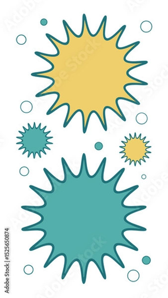 Fototapeta Abstract design with stylized burst elements in pastel teal and yellow colors