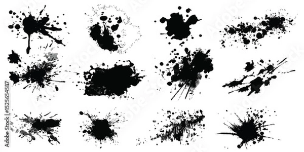Fototapeta ink blots and splats. detailed ink splats Hyperrealistic Highly Detailed Isolated On Transparent Background