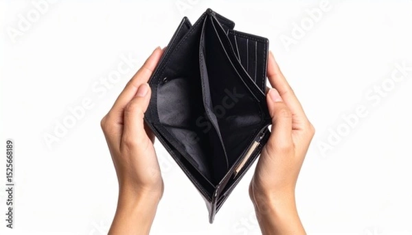 Fototapeta A person is holding an empty wallet