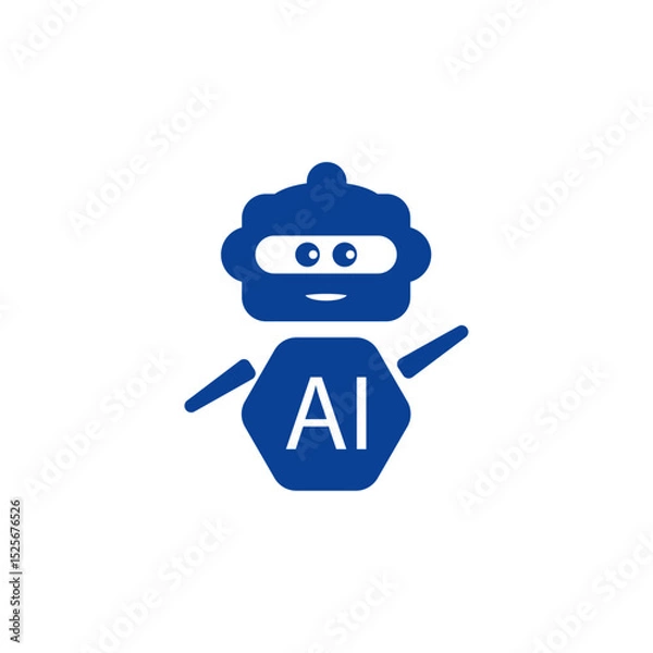 Fototapeta blue AI robot vector