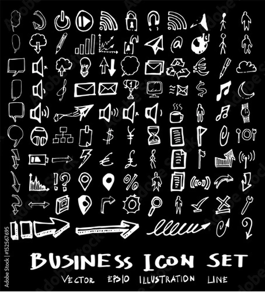 Fototapeta Business arrow bubble set sketch vector ink doodle on chalkboard eps10