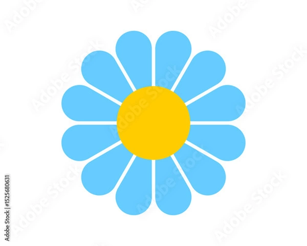 Fototapeta Flower shape. Daisy or gerbera silhouette isolated on white background. Floral design element. Spring or summer concept. Vector flat illustration.