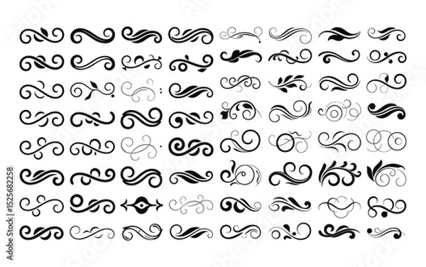 Obraz Elegant Assortment of Ornate Swirls and Decorative Flourishes for Embellishments and Classic Design Elements