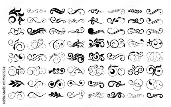 Obraz Elegant Assortment of Ornate Swirls and Decorative Flourishes for Embellishments and Classic Design Elements