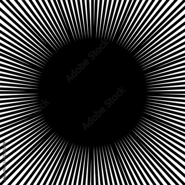 Fototapeta Straight radial lines in square shape. Black sun rays isolated on white background. Sunburst, sunrise or sunset pattern. Radiance, explosion or firework print. Vector graphic illustration.