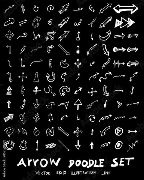 Fototapeta Vector hand drawn arrows set chalkboard eps10
