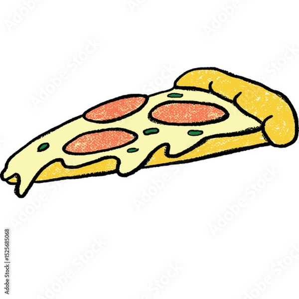 Obraz An illustration of a piece of cheesy pizza in pop art style