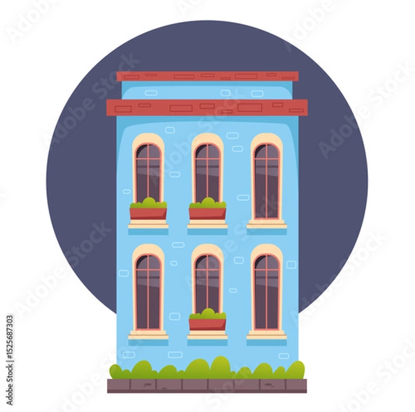 Obraz European style building design element isolated. Vector flat graphic design illustration