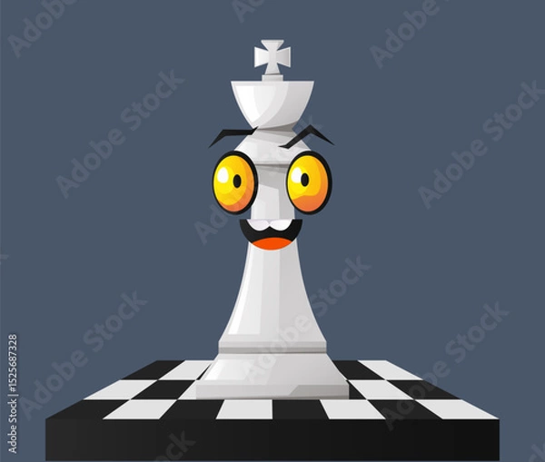 Obraz 
Chess pieces queen and pawn cartoon characters with eyes and mouth design element. Vector flat graphic design illustration