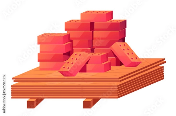 Obraz Construction bricks realism style isolated design element. Vector flat graphic design illustration
