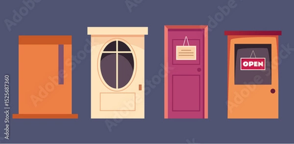 Obraz Doors isolated design element set. Vector flat graphic design illustration