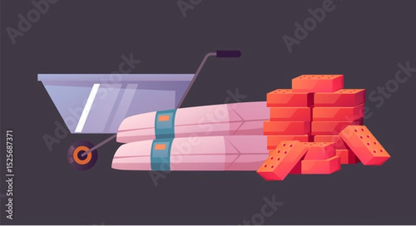 Obraz Construction tools concept isolated design element. Vector flat graphic design illustration
