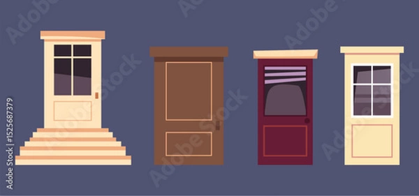 Obraz Doors isolated design element set. Vector flat graphic design illustration