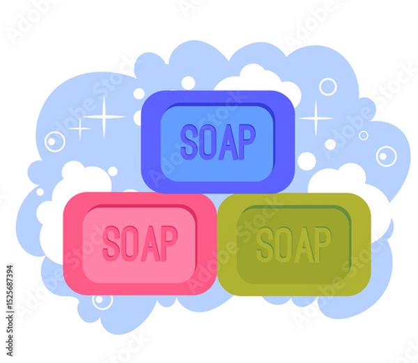 Obraz Soap with foam isolated design element. Vector flat graphic design illustration