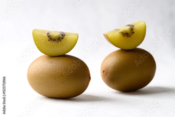 Obraz Fresh sungold kiwi fruit on white background, Healthy eating