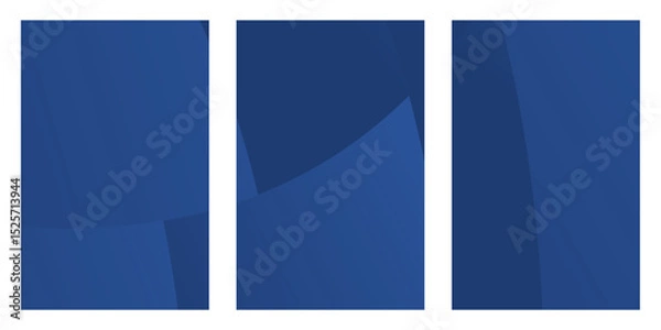 Fototapeta blue book isolated on white. Three adjacent blue gradient abstract designs fill the background of a website section. The designs feature subtle curves and dark to light blue gradients.