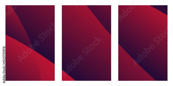 Fototapeta set of vector banners with ribbons. Three gradient rectangles fill the frame with abstract maroon and purple color schemes. The design is a modern background graphic for a website.