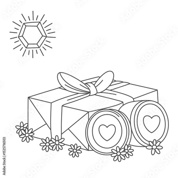 Obraz Gift Box with Hearts and Diamond