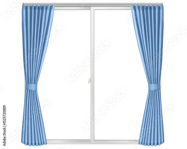 Obraz 窓と青いカーテンB