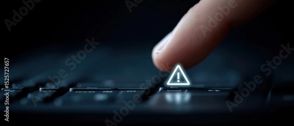Obraz Warning alert on keyboard digital workspace technology dark environment close-up cybersecurity awareness