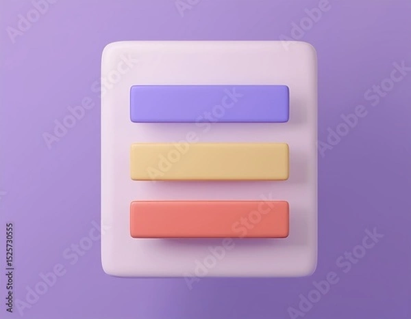Fototapeta 3D purple yellow and orange button on a white background