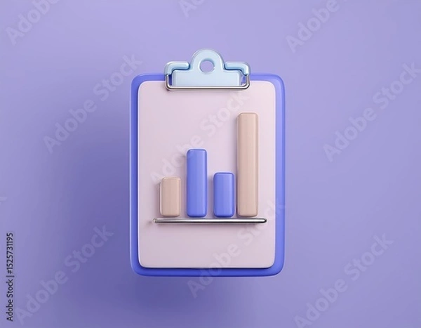 Fototapeta 3D bar graph on a clipboard shows increasing progress
